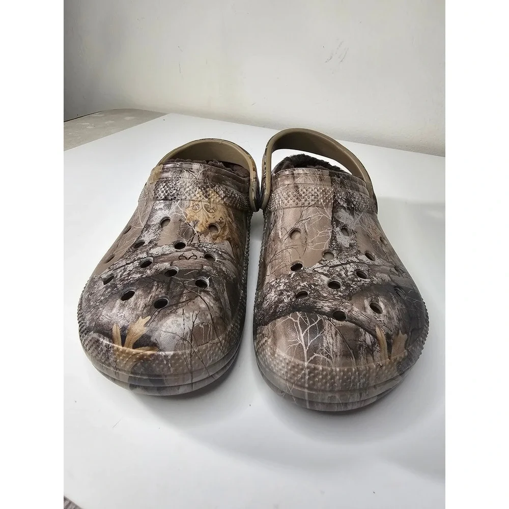Crocs Classic Lined Clog RealTree Edge Camo Brown Faux Fur Fleece Men 7 Women 9